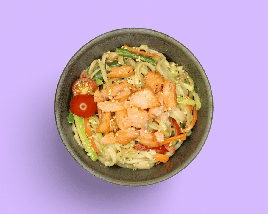 Вок с лососем