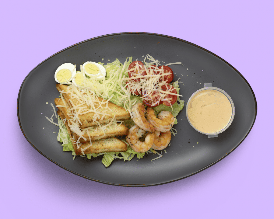 Салат Цезарь с креветками